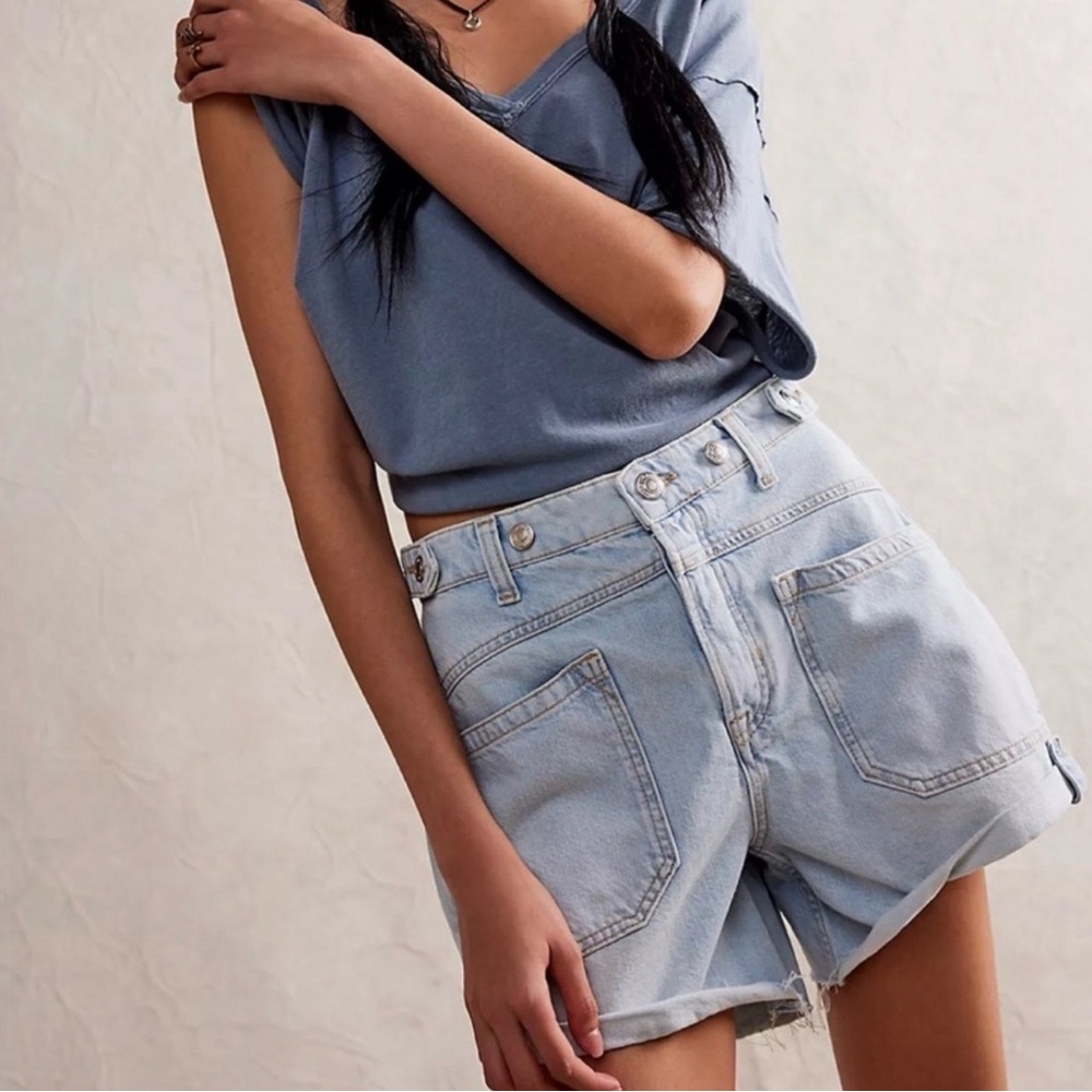 We The Free Light Blue Denim Jean Shorts